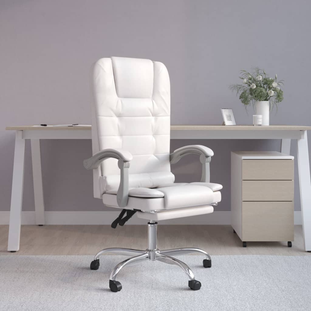 Fauteuil de massage inclinable de bureau Blanc Similicuir - Xios Store SNC