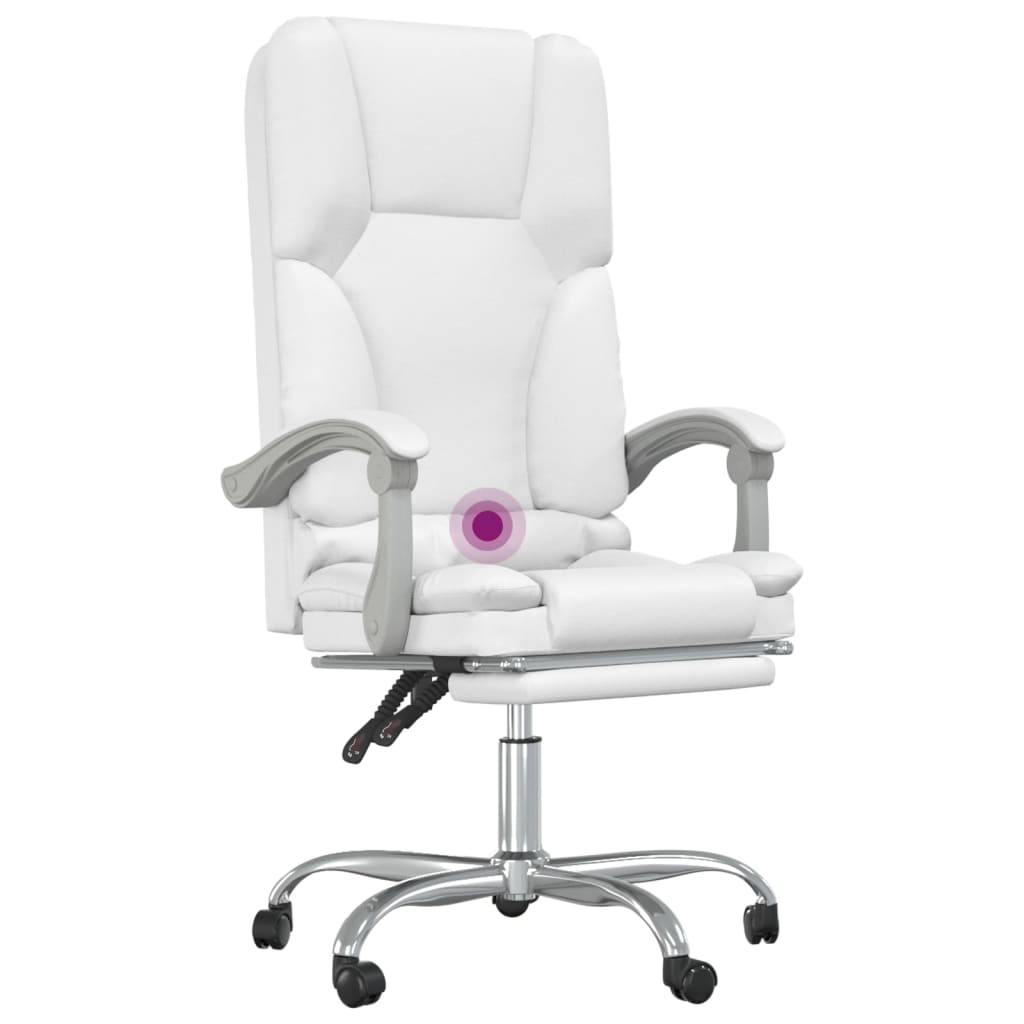 Fauteuil de massage inclinable de bureau Blanc Similicuir - Xios Store SNC