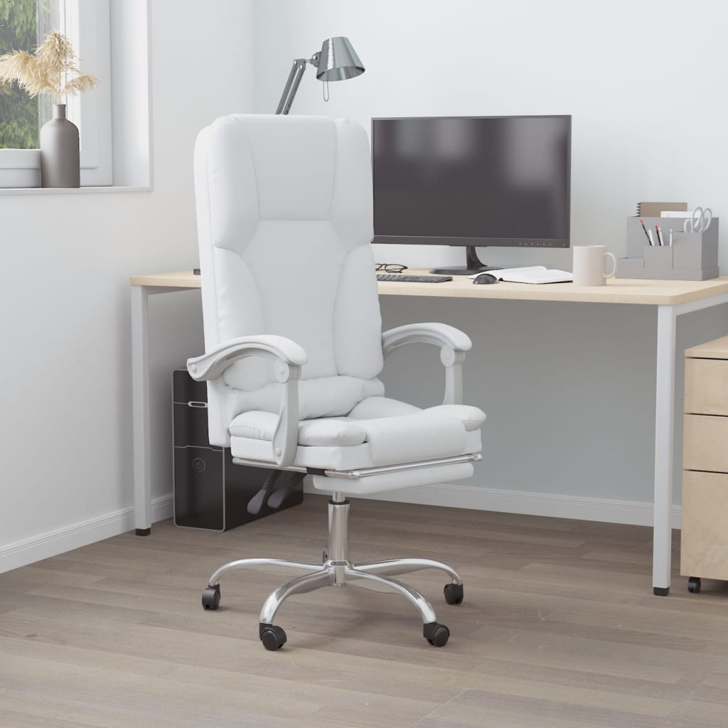 Fauteuil de massage inclinable de bureau Blanc Similicuir - Xios Store SNC