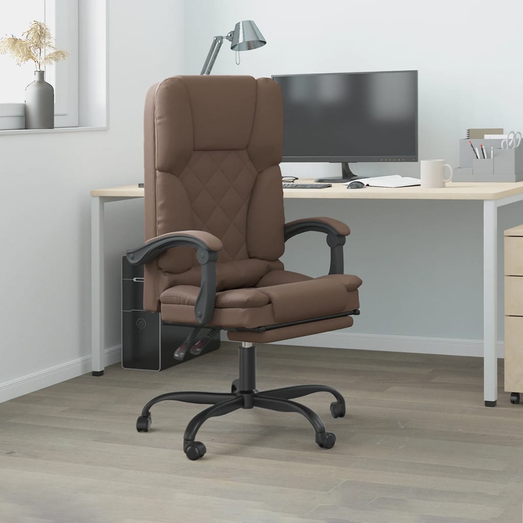 Fauteuil de massage inclinable de bureau Marron Similicuir - Xios Store SNC