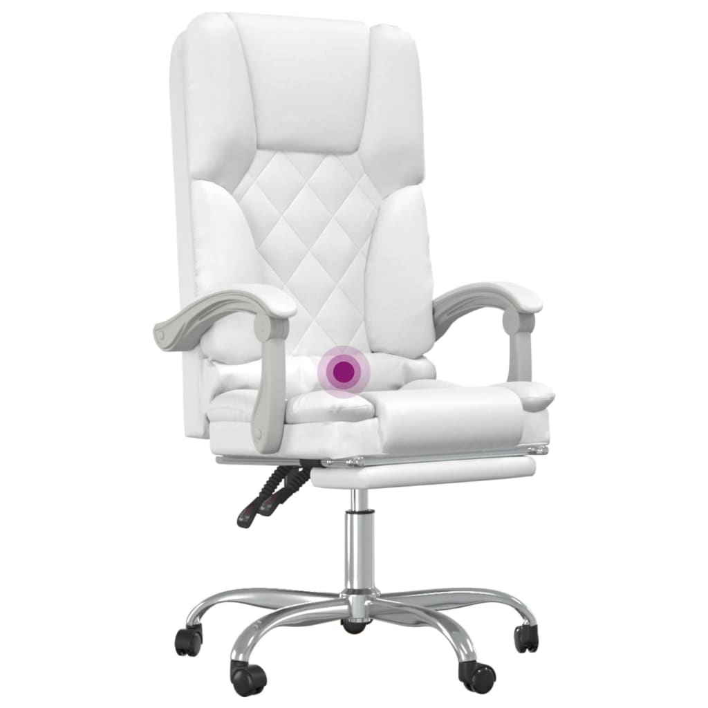 Fauteuil de massage inclinable de bureau Blanc Similicuir - Xios Store SNC