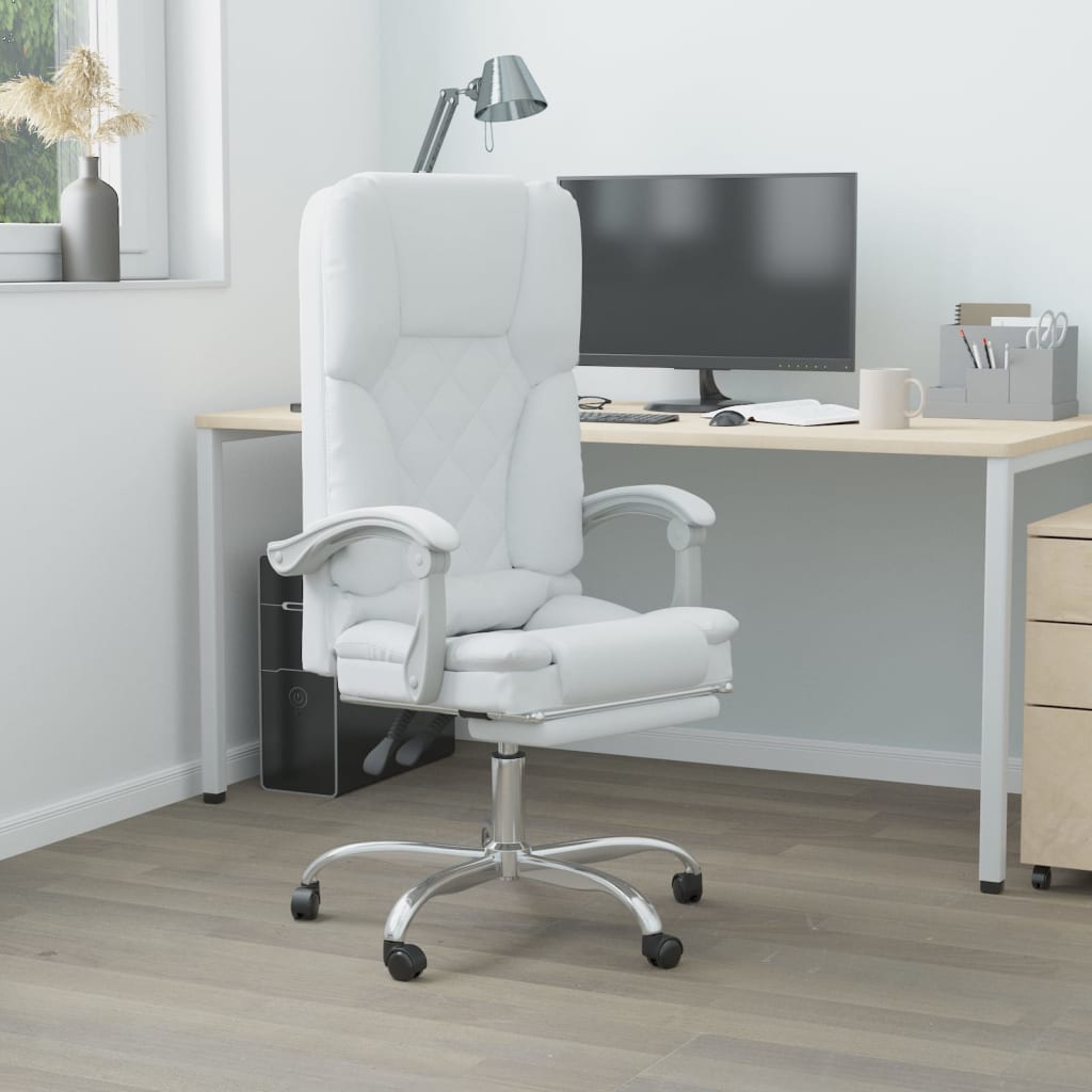 Fauteuil de massage inclinable de bureau Blanc Similicuir - Xios Store SNC