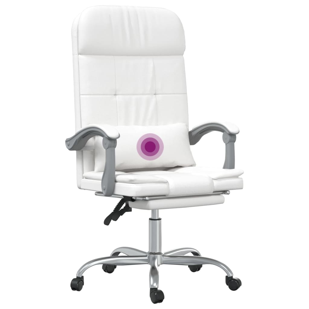 Fauteuil de massage inclinable de bureau Blanc Similicuir - Xios Store SNC