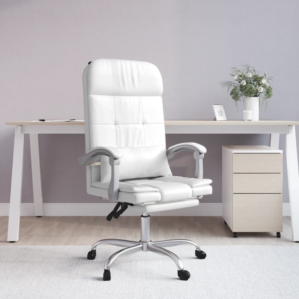 Fauteuil de massage inclinable de bureau Blanc Similicuir - Xios Store SNC