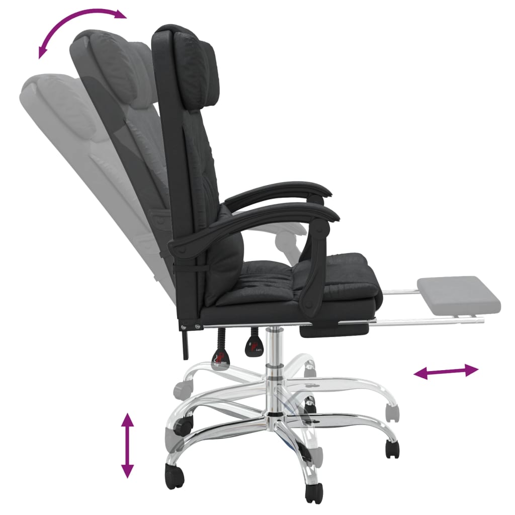 Fauteuil de massage inclinable de bureau Noir Similicuir Chaises de bureau vidaXL   