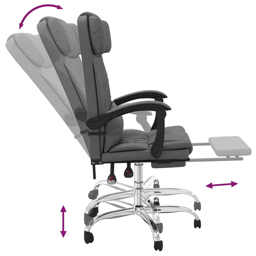 Fauteuil de massage inclinable de bureau Gris Similicuir Chaises de bureau vidaXL   