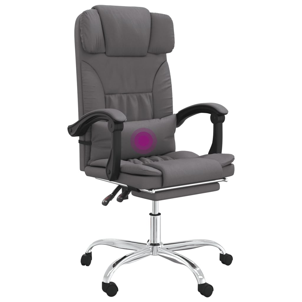 Fauteuil de massage inclinable de bureau Gris Similicuir Chaises de bureau vidaXL   