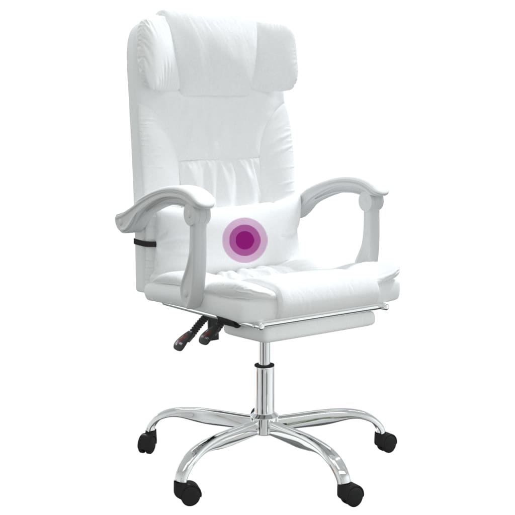 Fauteuil de massage inclinable de bureau Blanc Similicuir - Xios Store SNC