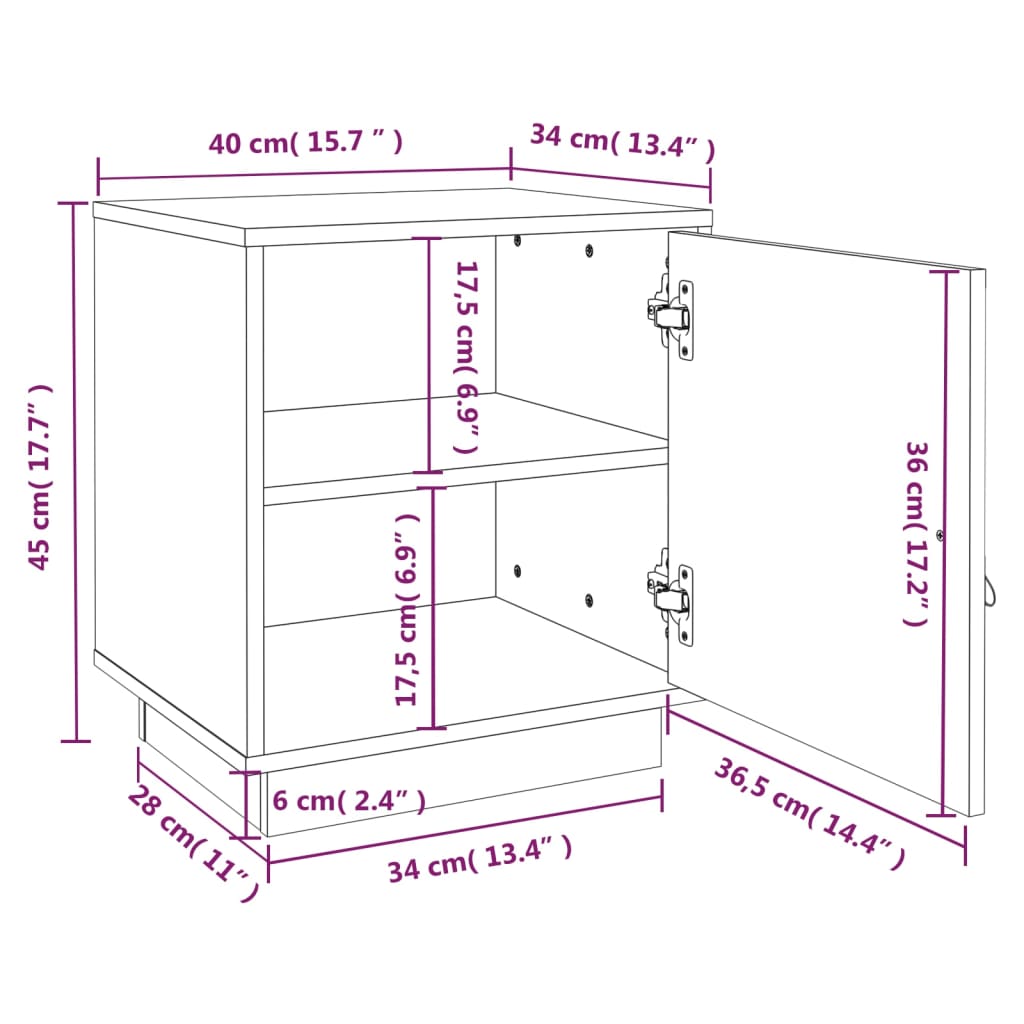 Table de chevet Blanc 40x34x45 cm Bois de pin solide Tables de chevet vidaXL   