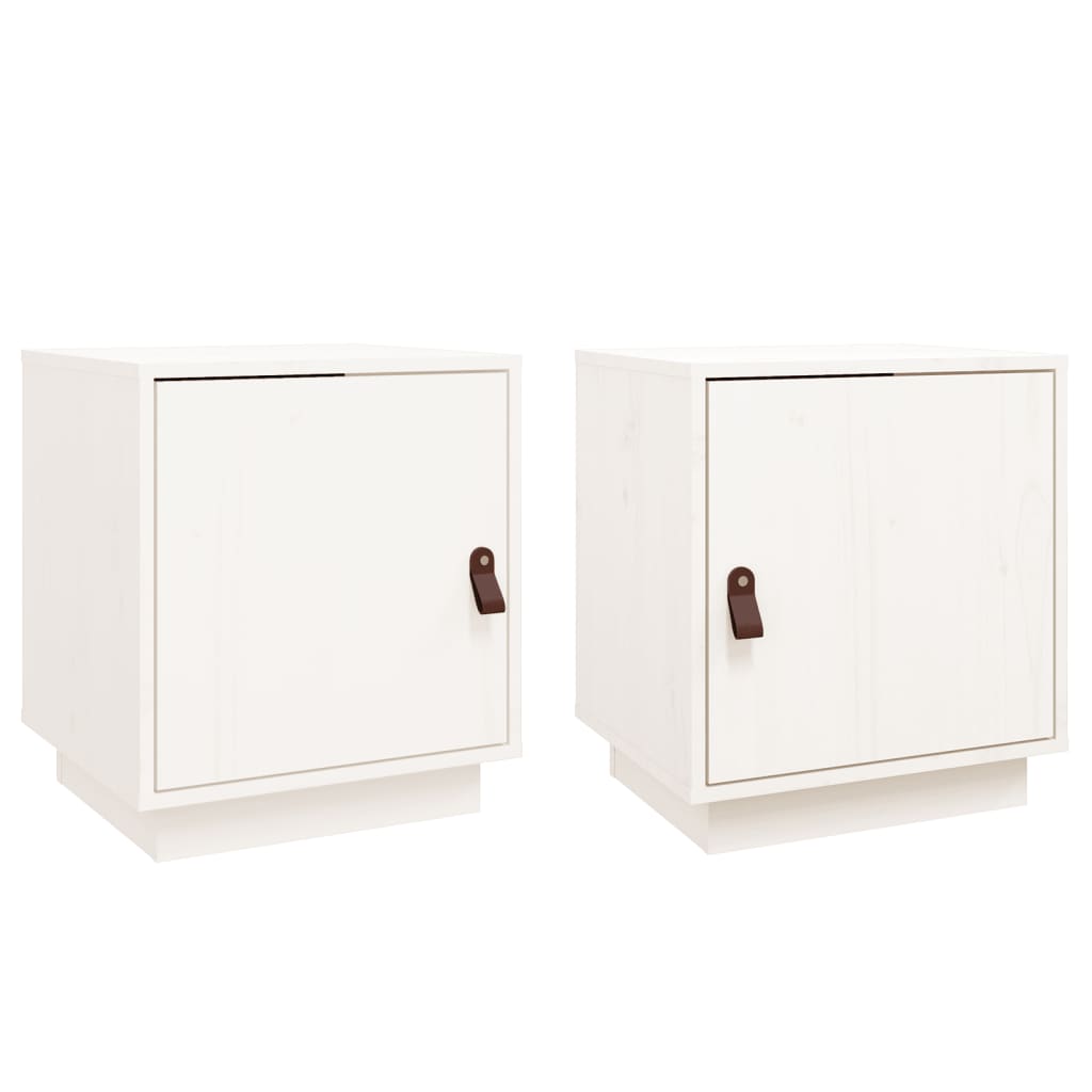 Tables de chevet 2 pcs Blanc 40x34x45 cm Bois de pin massif Tables de chevet vidaXL   