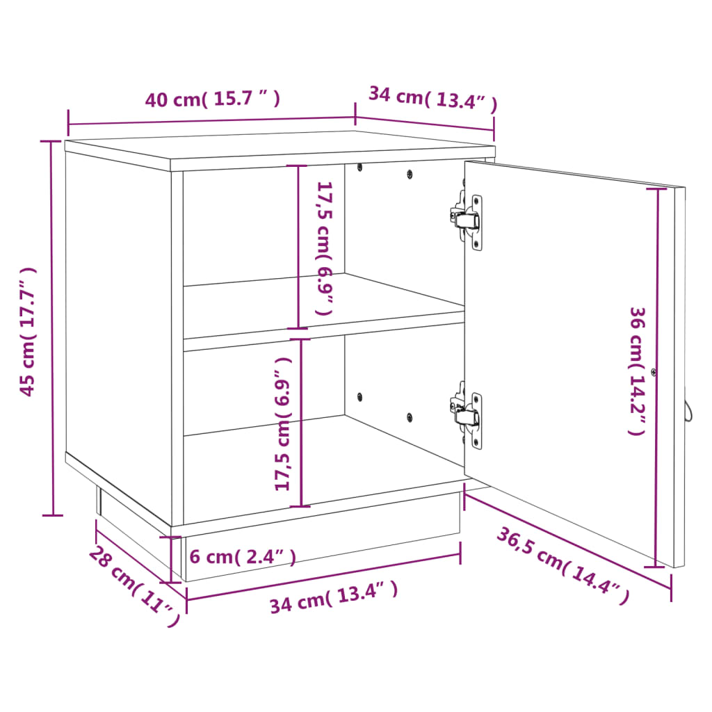 Tables de chevet 2 pcs Blanc 40x34x45 cm Bois de pin massif Tables de chevet vidaXL   