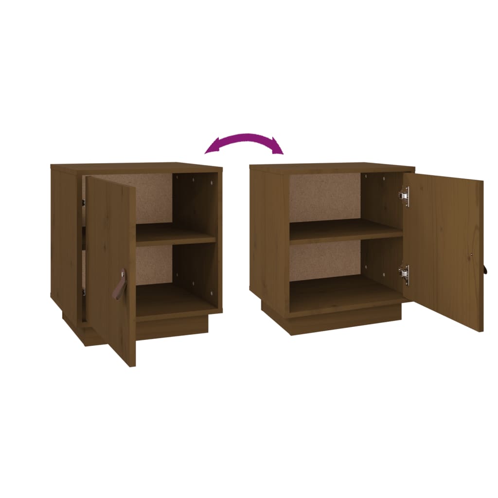 Tables de chevet 2pcs Marron miel 40x34x45cm Bois de pin massif Tables de chevet vidaXL   