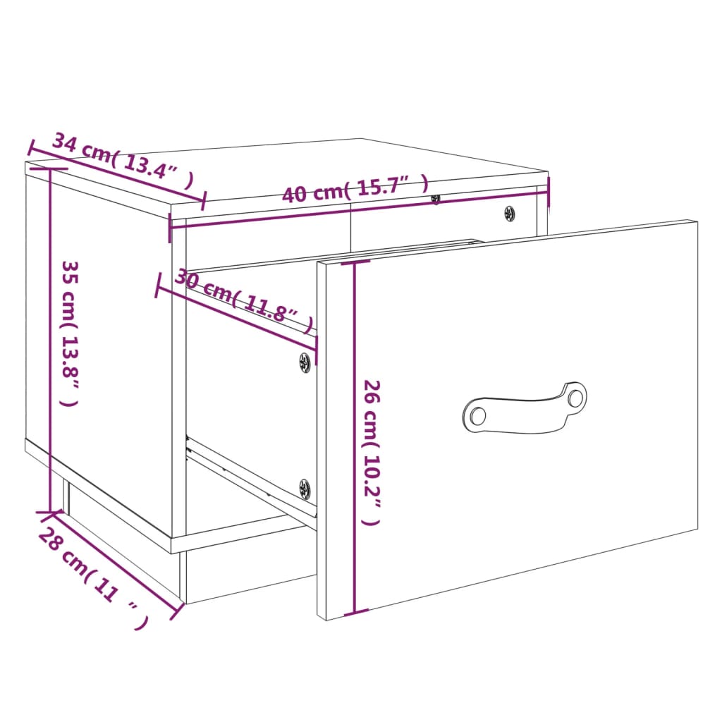 Table de chevet Blanc 40x34x35 cm Bois de pin solide Tables de chevet vidaXL   