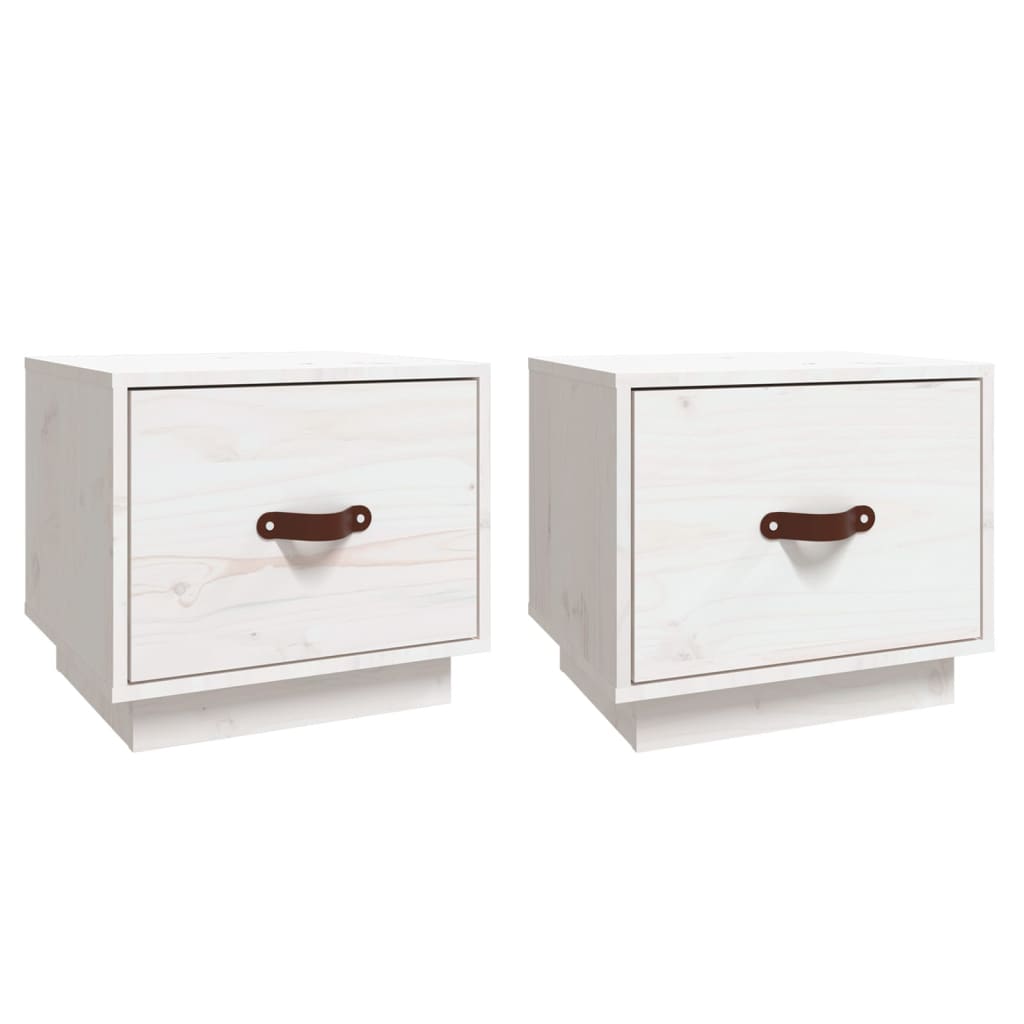 Tables de chevet 2 pcs Blanc 40x34x35 cm Bois de pin massif Tables de chevet vidaXL   