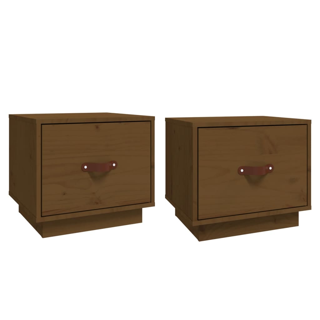 Tables de chevet 2pcs Marron miel 40x34x35cm Bois de pin massif Tables de chevet vidaXL   