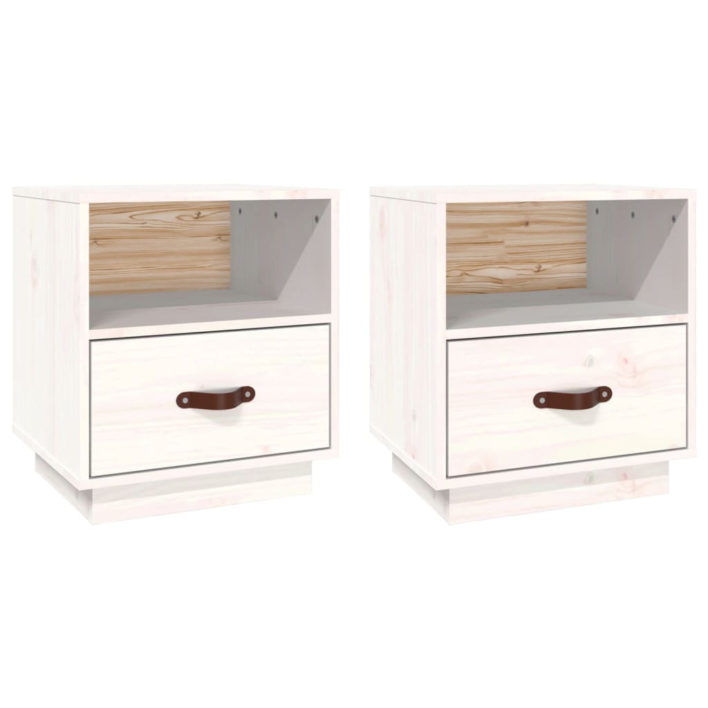 Tables de chevet 2 pcs Blanc 40x34x45 cm Bois de pin massif Tables de chevet vidaXL   