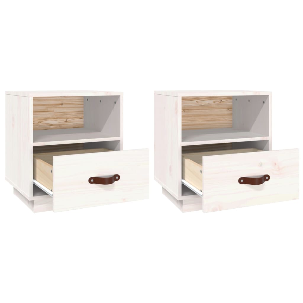 Tables de chevet 2 pcs Blanc 40x34x45 cm Bois de pin massif Tables de chevet vidaXL   