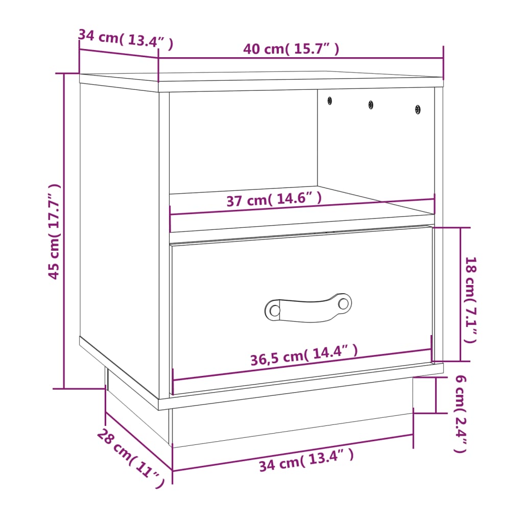 Tables de chevet 2 pcs Blanc 40x34x45 cm Bois de pin massif Tables de chevet vidaXL   