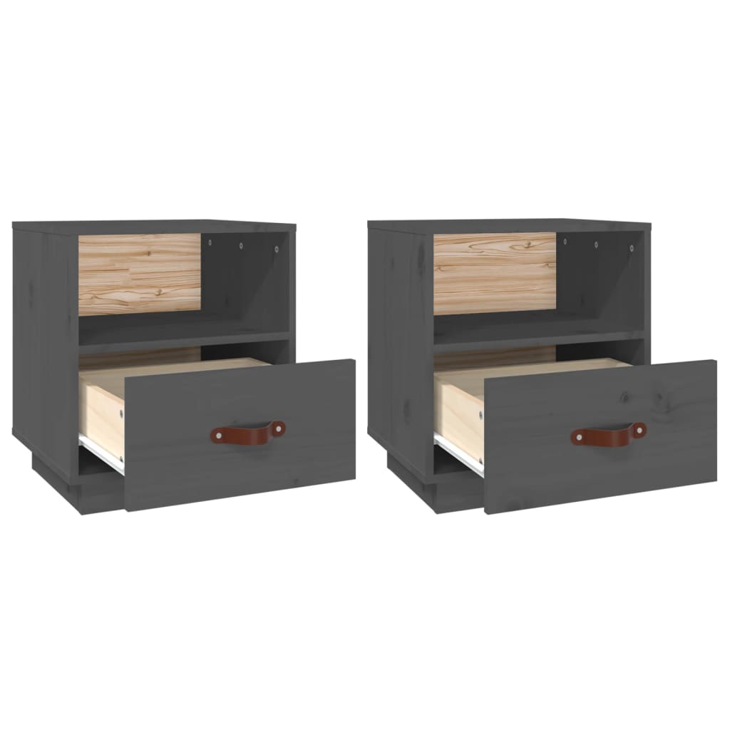 Tables de chevet 2 pcs Gris 40x34x45 cm Bois de pin massif Tables de chevet vidaXL   