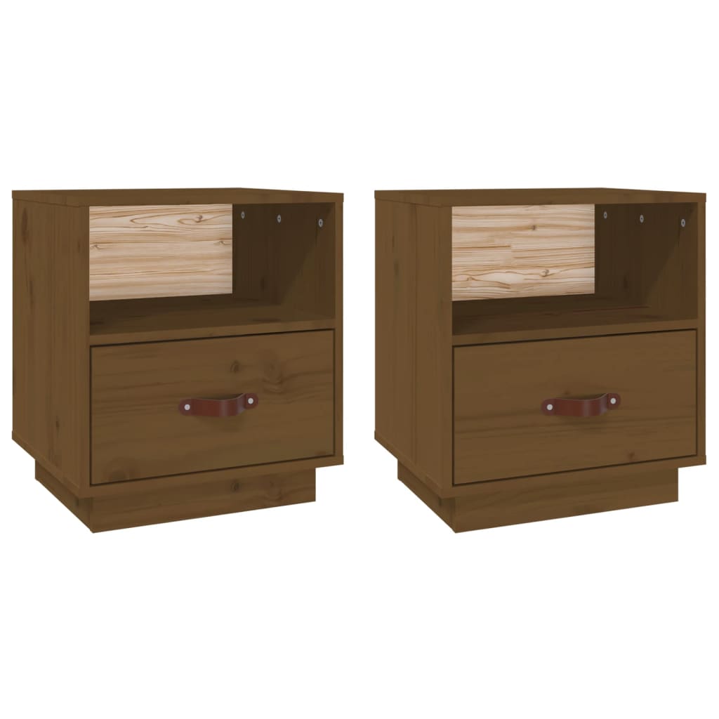 Tables de chevet 2pcs Marron miel 40x34x45cm Bois de pin massif Tables de chevet vidaXL   