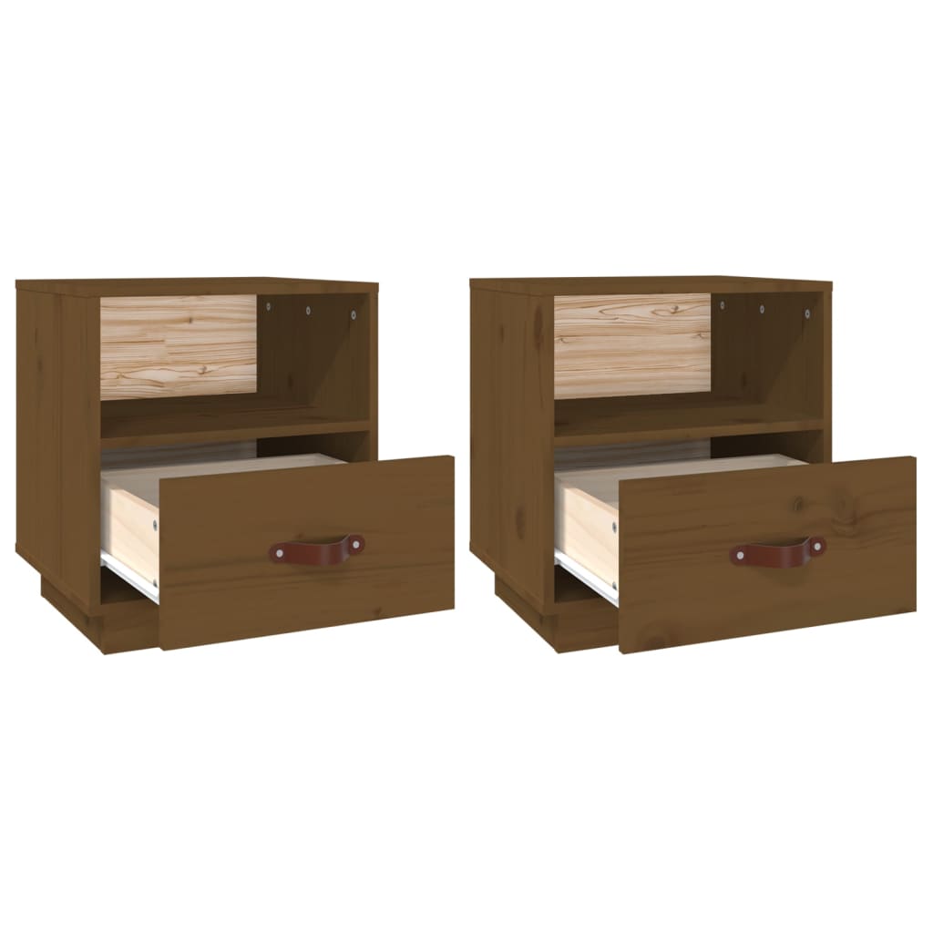 Tables de chevet 2pcs Marron miel 40x34x45cm Bois de pin massif Tables de chevet vidaXL   