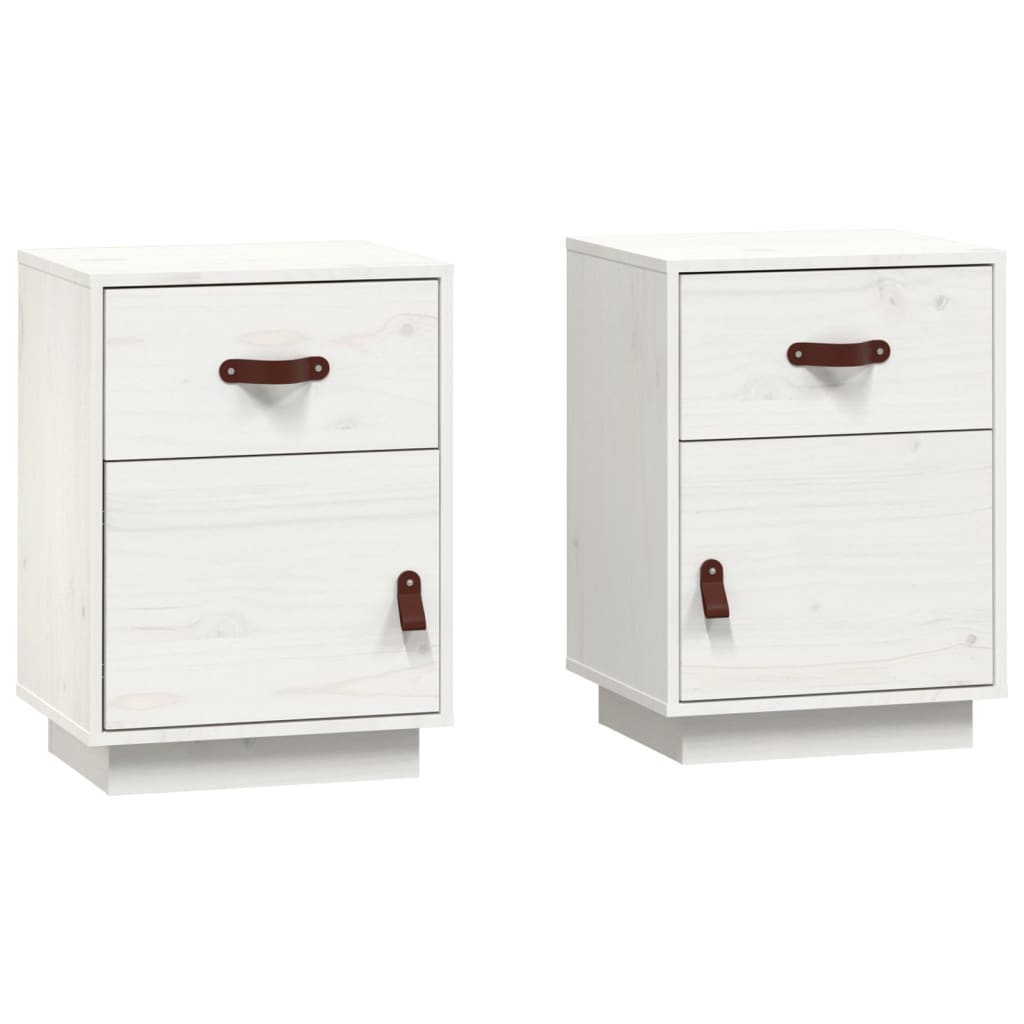 Tables de chevet 2 pcs Blanc 40x34x55 cm Bois de pin massif Tables de chevet vidaXL   