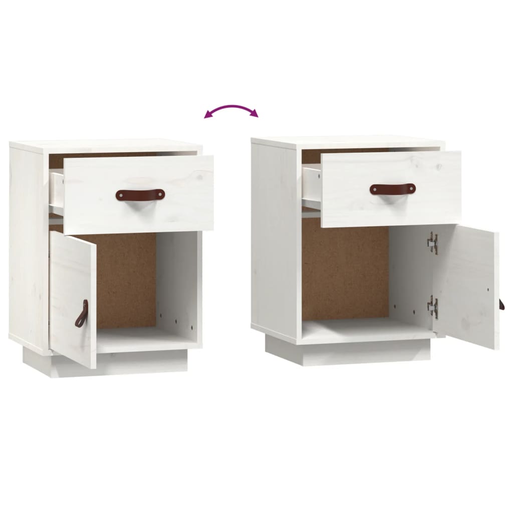 Tables de chevet 2 pcs Blanc 40x34x55 cm Bois de pin massif Tables de chevet vidaXL   