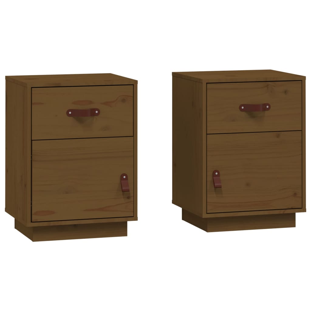 Tables de chevet 2pcs Marron miel 40x34x55cm Bois de pin massif Tables de chevet vidaXL   