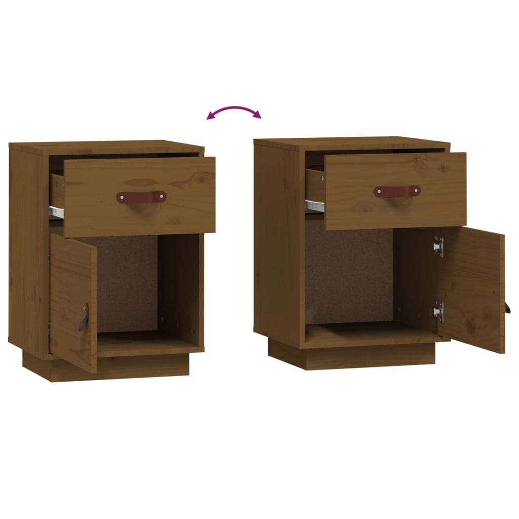 Tables de chevet 2pcs Marron miel 40x34x55cm Bois de pin massif Tables de chevet vidaXL   