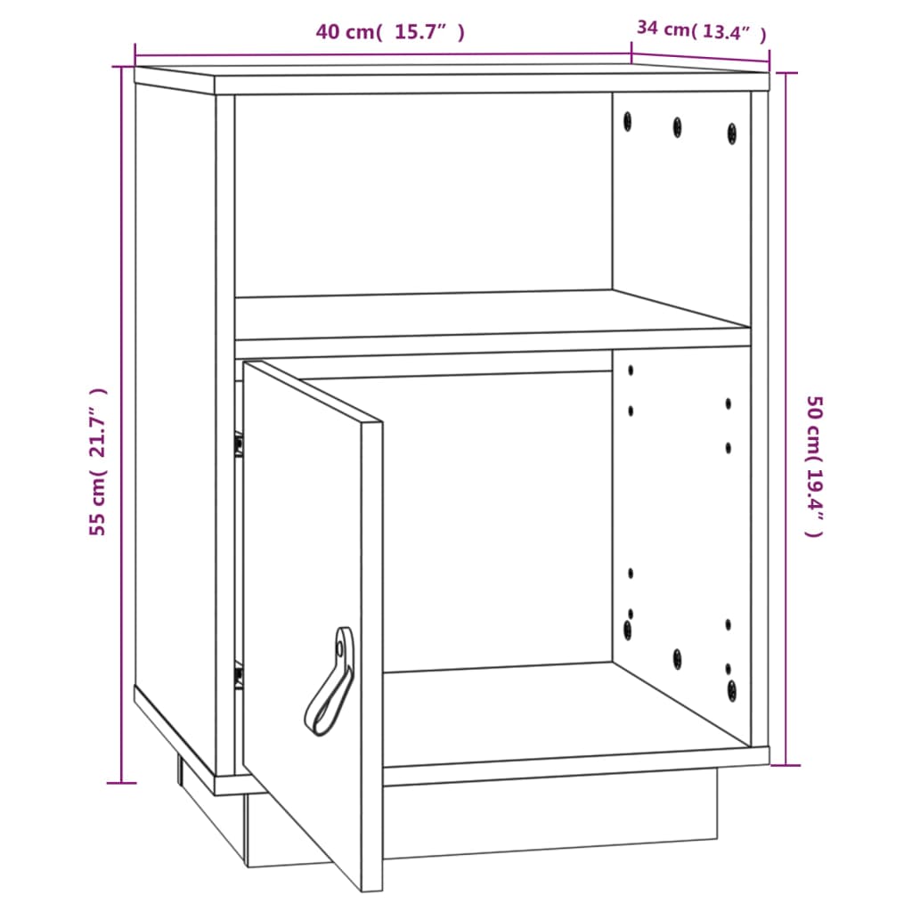 Table de chevet Blanc 40x34x55 cm Bois de pin solide Tables de chevet vidaXL   