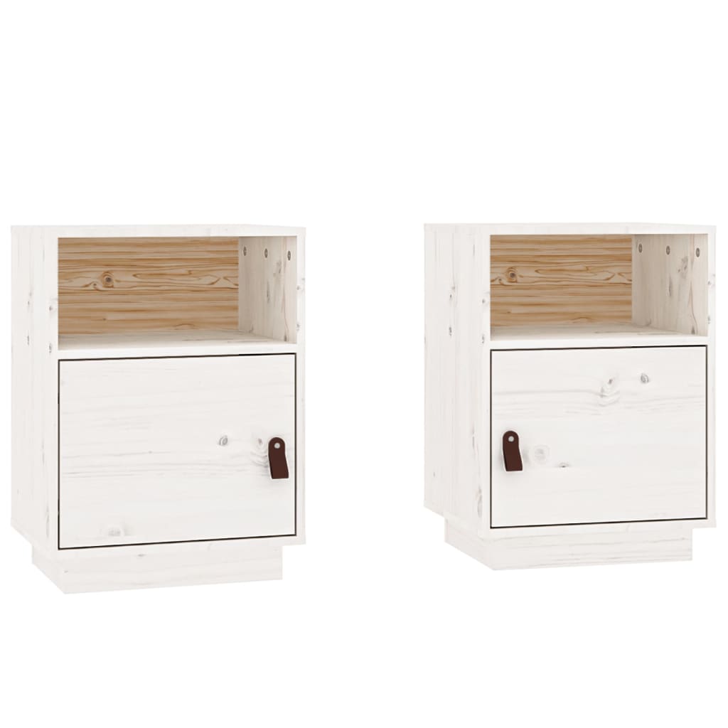 Tables de chevet 2 pcs Blanc 40x34x55 cm Bois de pin massif Tables de chevet vidaXL   