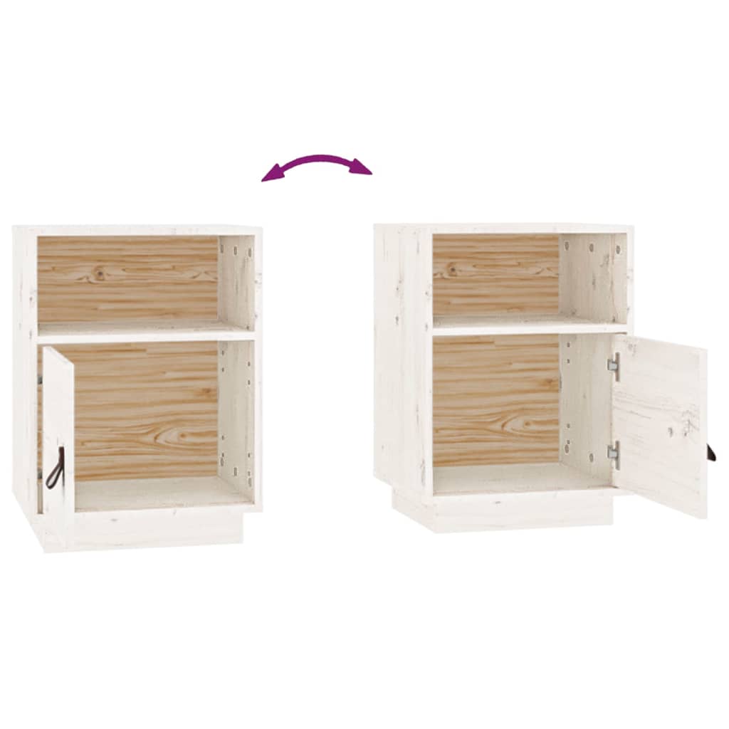 Tables de chevet 2 pcs Blanc 40x34x55 cm Bois de pin massif Tables de chevet vidaXL   