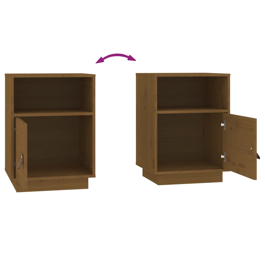 Tables de chevet 2pcs Marron miel 40x34x55cm Bois de pin massif Tables de chevet vidaXL   