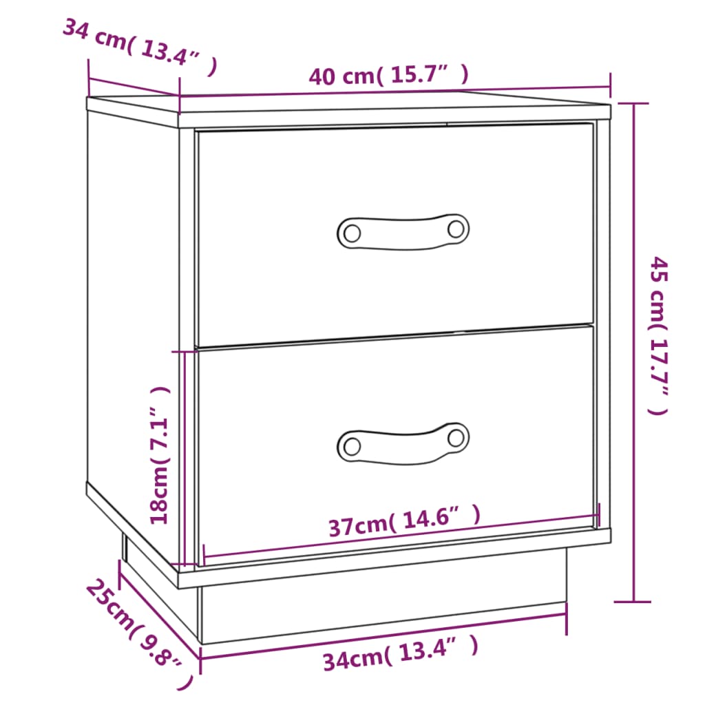 Table de chevet Blanc 40x34x45 cm Bois de pin massif Tables de chevet vidaXL   