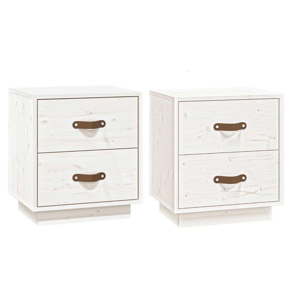 Tables de chevet 2 pcs Blanc 40x34x45 cm Bois de pin massif Tables de chevet vidaXL   