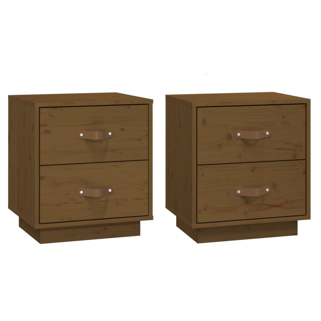 Tables de chevet 2pcs Marron miel 40x34x45cm Bois de pin massif Tables de chevet vidaXL   