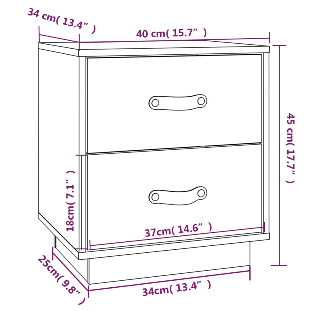 Tables de chevet 2pcs Marron miel 40x34x45cm Bois de pin massif Tables de chevet vidaXL   