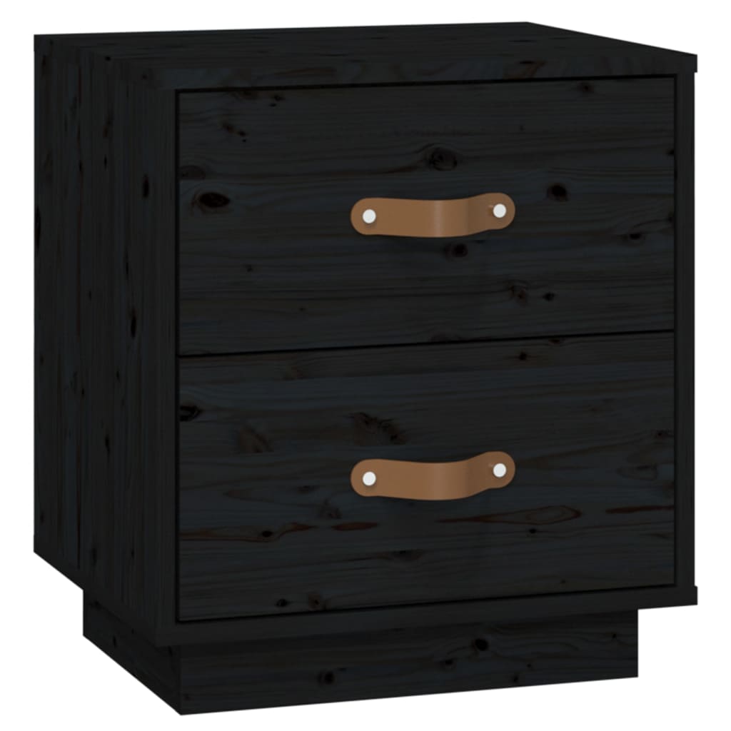 Table de chevet Noir 40x34x45 cm Bois de pin massif Tables de chevet vidaXL   