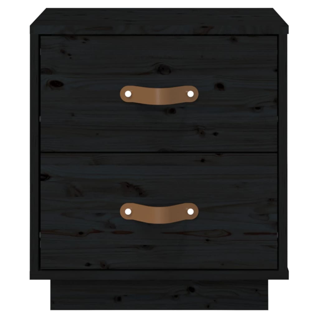 Table de chevet Noir 40x34x45 cm Bois de pin massif Tables de chevet vidaXL   