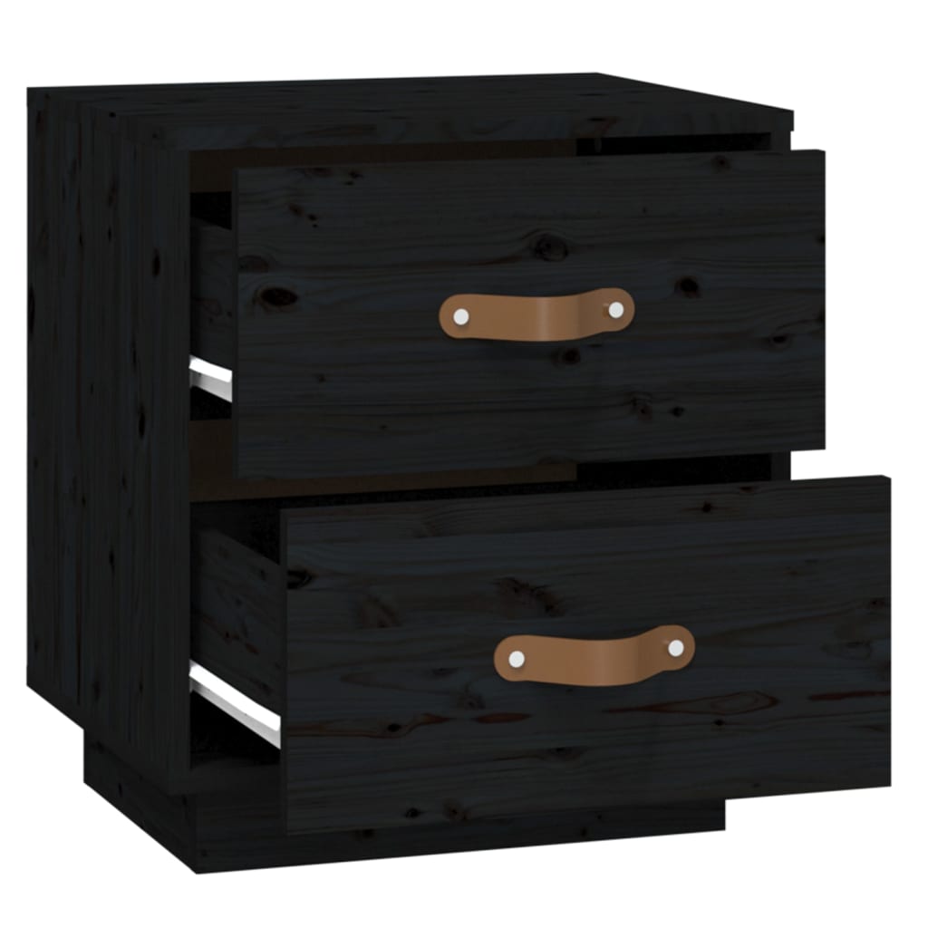 Table de chevet Noir 40x34x45 cm Bois de pin massif Tables de chevet vidaXL   