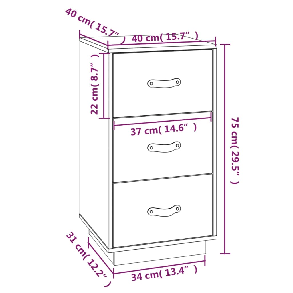 Tables de chevet 2 pcs Gris 40x40x75 cm Bois de pin massif Tables de chevet vidaXL   