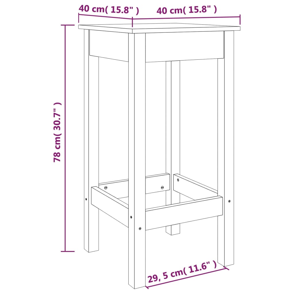 Chaises de bar lot de 2 40x40x78 cm bois de pin solide Chaises de cuisine vidaXL   