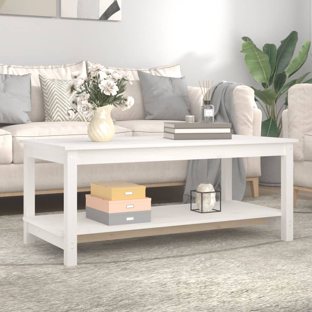 Table basse Blanc 110x55x45 cm Bois massif de pin Tables basses vidaXL   