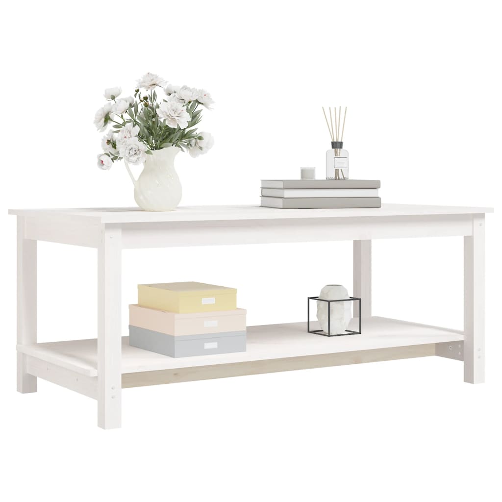 Table basse Blanc 110x55x45 cm Bois massif de pin Tables basses vidaXL   