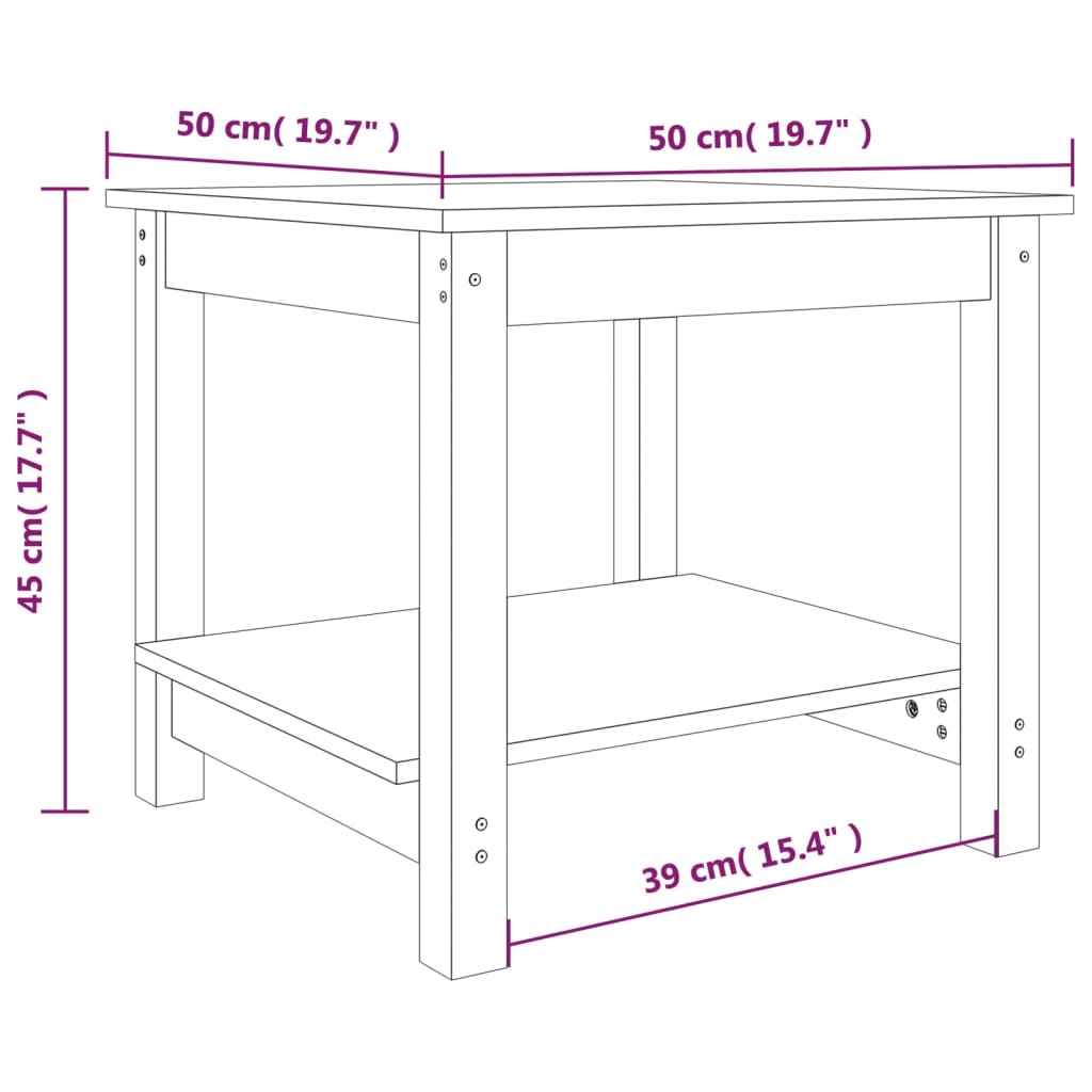 Table basse 50x50x45 cm Bois massif de pin Tables basses vidaXL   