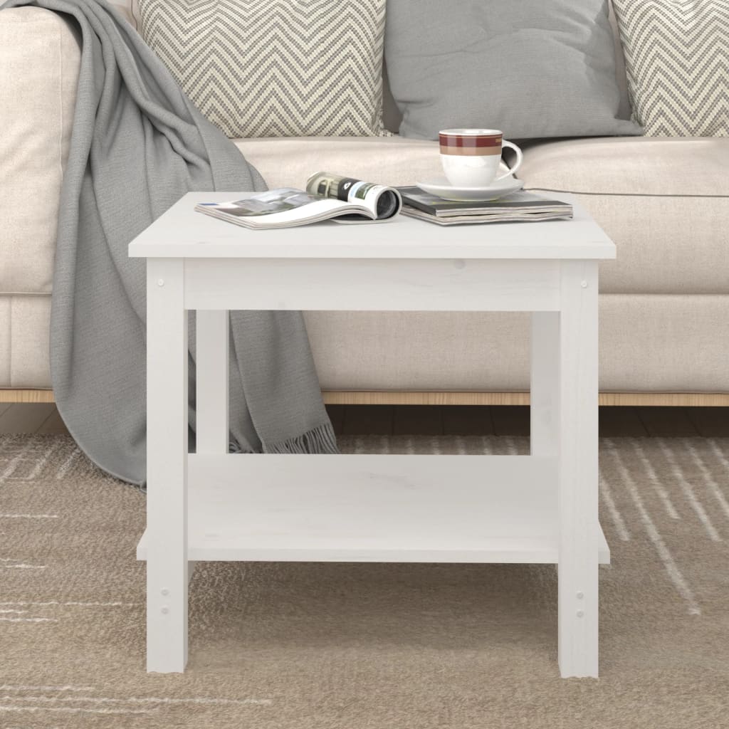 Table basse Blanc 50x50x45 cm Bois massif de pin Tables basses vidaXL   