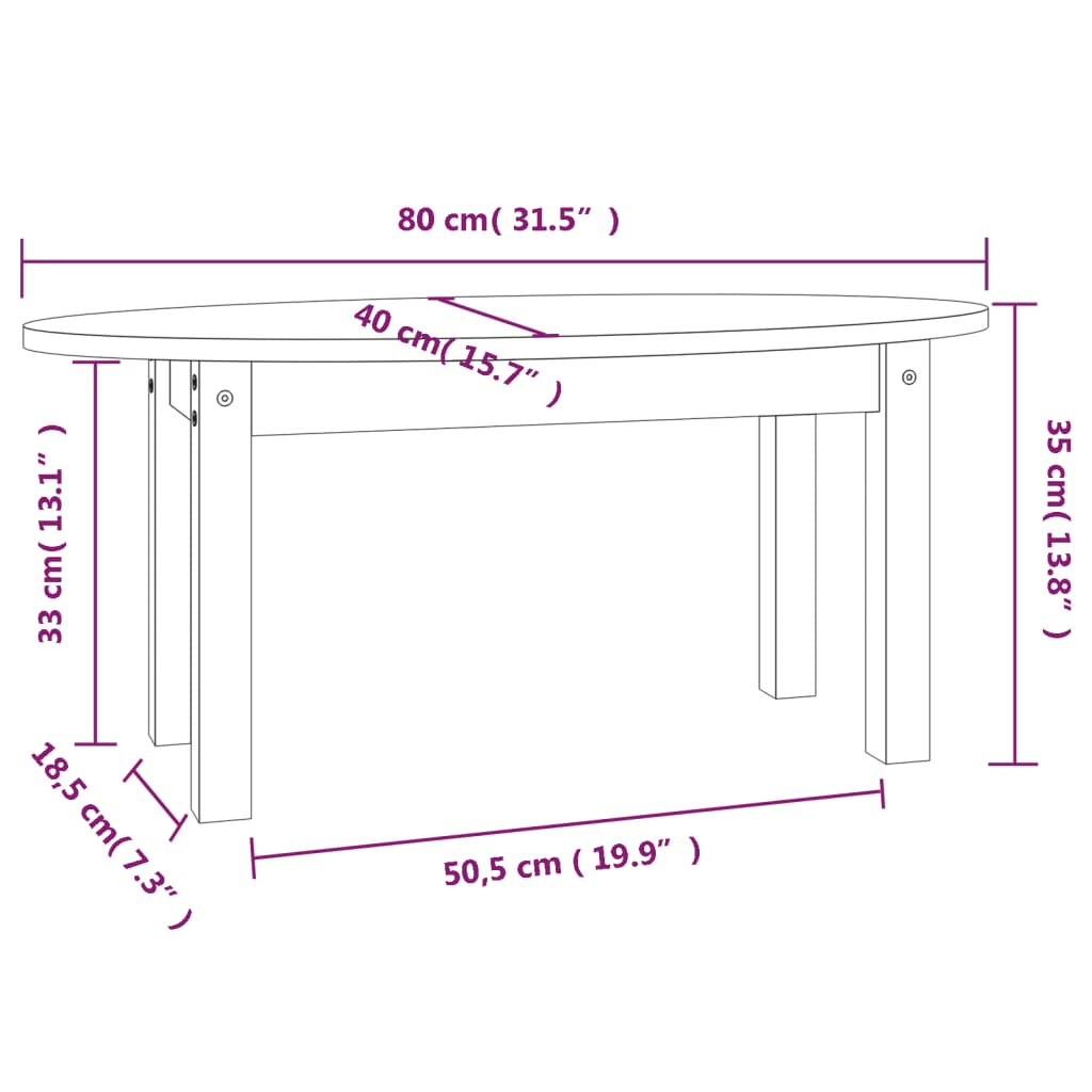 Table basse 80x40x35 cm Bois massif de pin Tables basses vidaXL   