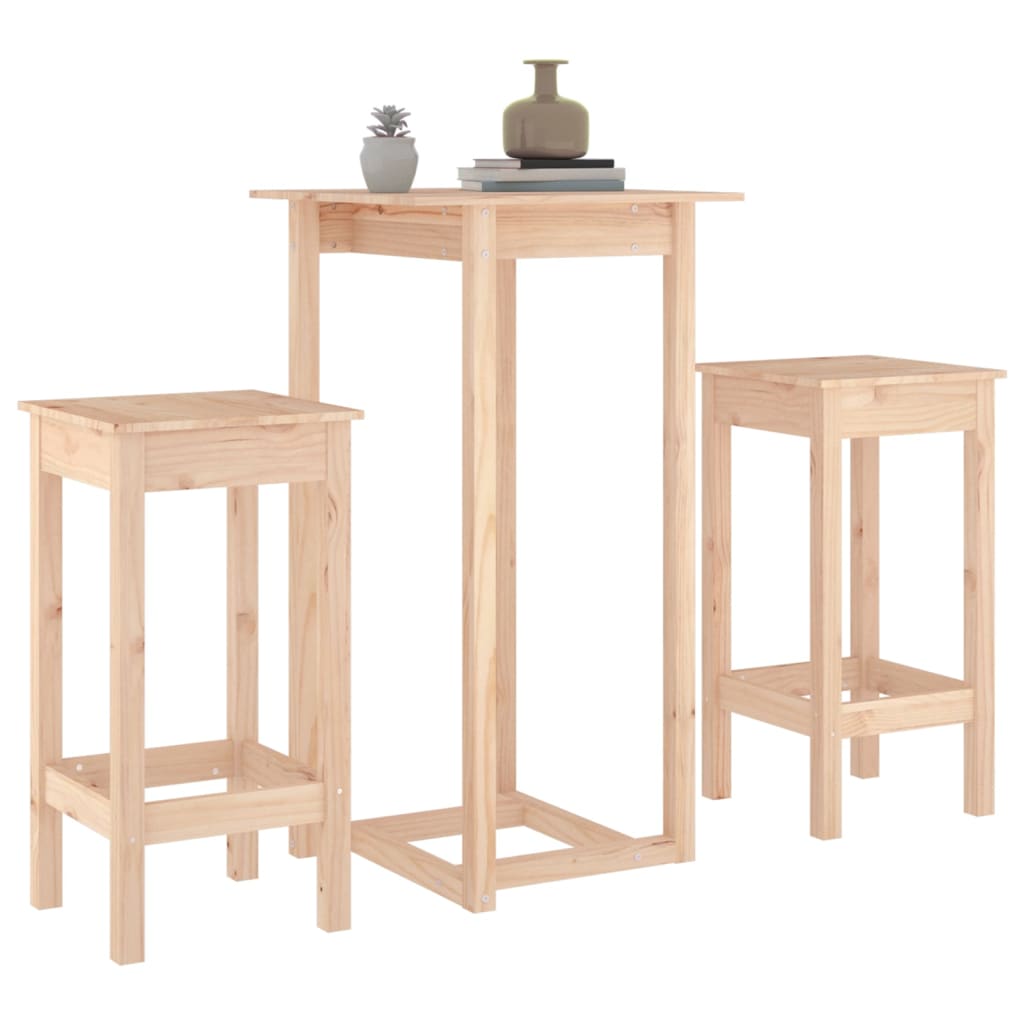 Ensemble de bar 3 pcs Bois de pin massif Meubles de salle à manger vidaXL   