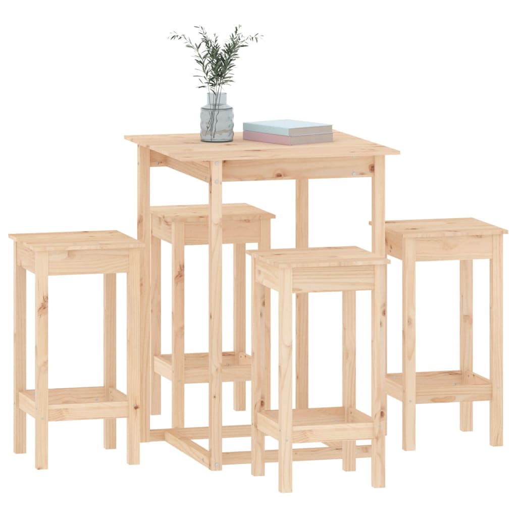 Ensemble de bar 5 pcs Bois de pin massif Meubles de salle à manger vidaXL   