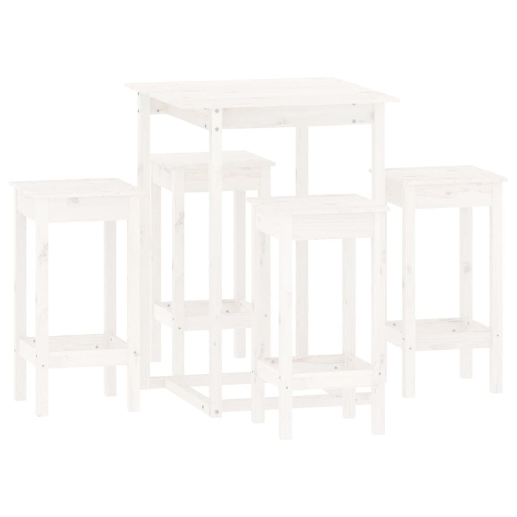 Ensemble de bar 5 pcs Blanc Bois de pin massif Meubles de salle à manger vidaXL   